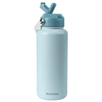 1 x RAW Customer Returns Blackube stainless steel drinking bottle with straw 1000ml thermos flask - BPA-free, leak-proof, large metal drinking bottle for sports, school, fitness, outdoor, camping - sky blue - RRP €30.76