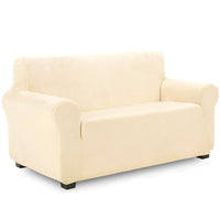 1 x RAW Customer Returns TIANSHU velvet armchair cover 2 seater, soft velvet plush couch cover stylish luxury furniture covers anti-slip high stretch armchair cover 2 seater, beige  - RRP €43.36