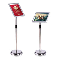 1 x RAW Customer Returns AllesCosy Information stand height adjustable stainless steel information stand A4 210x297mm poster stand presentation stand advertising stand silver, A4  - RRP €47.51