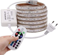 1 x RAW Customer Returns XUNATA 4M LED RGB Strip, AC 220V 230V IP65 Waterproof Multi-Color Replace SMD 5050 60leds m LED Light Strip with 24 Keys IR Remote Control for Bar Ceiling Counter Cabinet Christmas Party Decoration 4M  - RRP €25.2