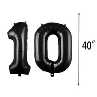 1 x Brand New 10th Birthday Balloon Decoration Black 10 Balloons Happy 10th Birthday Party Supplies Number 10 Foil Mylar Balloons Latex Balloon Gifts for Girls Boys Women Men - RRP €15.12