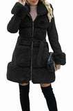 1 x RAW Customer Returns Giolshon Women s Faux Wool Blend Fur Jacket Long Padded Jacket with Belt Parka Insulated Sherpa Fleece Coat Outwear 241A Black L - RRP €99.99