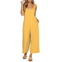 1 x RAW Customer Returns TSWRK Women s Onesies and Rompers Fashion Sexy One Pieces V Neck Rompers Garters Jumpsuits Rompers Long Playsuits Solid Color Black Yellow - RRP €28.99