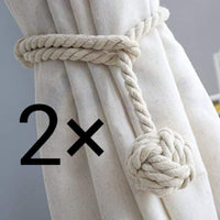 1 x RAW Customer Returns CHBOP Pack of 2 curtain drawstring curtain holder curtain holder tieback holdback tie band tiebacks hand knitting buckle cotton rope with ball - RRP €11.99