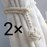 1 x RAW Customer Returns CHBOP Pack of 2 curtain drawstring curtain holder curtain holder tieback holdback tie band tiebacks hand knitting buckle cotton rope with ball - RRP €11.99