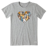 8 x Brand New Life Is Good Women s Heart of Dogs Crusher Tee Large, Heather Grey  - RRP €120.96