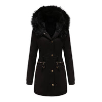 1 x RAW Customer Returns MEYOCEYO Winter Jacket Women Long Warm Lined Winter Coat with Fur Hood Winter Parka Windproof Parka Jacket Black L - RRP €73.56