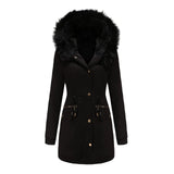 1 x RAW Customer Returns MEYOCEYO Winter Jacket Women Long Warm Lined Winter Coat with Fur Hood Winter Parka Windproof Parka Jacket Black L - RRP €73.56