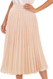 1 x RAW Customer Returns DRESSTELLS Women s Pleated Skirt Chiffon Casual Beach Skirt Maxi Long Pleated Skirt Champagne L - RRP €35.99