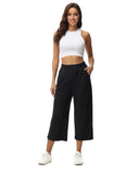 1 x RAW Customer Returns HMIYA women s 3 4 culotte pants, lightweight summer cotton pants with pockets, black, XXL - RRP €29.99