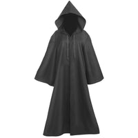 1 x RAW Customer Returns Cape with long hood made of satin, cloak black brown unisex for adults, Jedi robe medieval cloak Halloween costume carnival cape masquerade 2XL, brown  - RRP €19.2