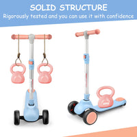 1 x RAW Customer Returns BremToy children s scooter, children s scooter with height-adjustable handlebars, kick scooter with LED wheels, foldable kick scooter for toddlers boys girls from 2 years, blue - RRP €44.36