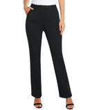 1 x Brand New siliteelon Women s Pants Black Straight Leg Dress Business Pants Stretch High Waisted Office Work Suit Pants with Pockets,L - RRP €47.62