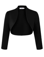 1 x RAW Customer Returns Clearlove Women s Bolero Elegant Cardigan Short 3 4 Sleeve Shoulder Jacket, Black Upgrade, M - RRP €26.99