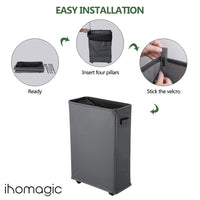 1 x RAW Customer Returns IHOMAGIC 40L Laundry Hamper - Foldable Laundry Basket with Wheels, Slim Rectangular Laundry Bin - Towel Storage Baskets for Hotels, Dirty Clothes Bag for Bedroom Apartment - Dark Gray - RRP €23.2