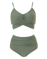 1 x RAW Customer Returns Jarseila Women s Swimwear Two Pieces Elegant Swimwear Women Push Up Padded Bikini Bra High Waist Bikini Bottom Beachwear, Green, XXL - RRP €29.99