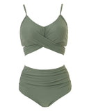 1 x RAW Customer Returns Jarseila Women s Bikini Set Sexy Two Piece Swimsuit Bikini Top High Waist Bikini Bottoms Elegant Push Up Swimwear Green L - RRP €27.72