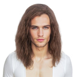 1 x RAW Customer Returns STfantasy Men s Brown Wig Wavy Medium Length Synthetic Hair Male Cosplay Winter Soldier Costume Dark Brown  - RRP €27.11