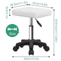 1 x RAW Customer Returns FURWOO Rectangle Rolling Stool with Wheels Height Adjustable Swivel Stool Chair for Spa Salon Massage White - RRP €39.99