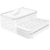 1 x RAW Customer Returns Round Ice Cube Tray with Lid, Ice Ball Mold for Freezer with Container, Mini Circle Ice Cube Mold, 66pcs Balls Ice Cooling Cocktail Coffee 2 White Trays, 1 Ice Bucket and Scoop  - RRP €24.24