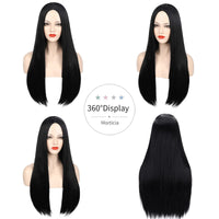 3 x RAW Customer Returns Wig Black for Costume Long Straight Synthetic Wigs for Ladies Women Children Daily Witch Cosplay Party Wig R026 - RRP €51.42