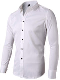 1 x RAW Customer Returns INFlATION men s shirt made of bamboo fiber, environmentally friendly, elastic, slim fit for leisure, business, wedding, pure color shirt, long sleeve, DE M label 41 , white - RRP €27.79