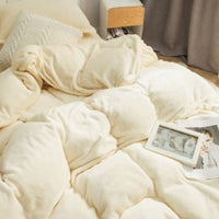 1 x RAW Customer Returns Omela Warm Fleece Winter Bed Linen 155x220 Cream White Cashmere Touch Plush Duvet Cover with Pillowcase 80x80 cm 2 Pieces Fluffy Coral Fleece Microfiber Winter Bedding Set Zipper - RRP €40.33