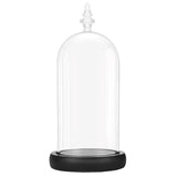 1 x RAW Customer Returns BELLE VOUS Glass Urn with Black Wooden Base 26.5 cm Glass Dome Clear Glass Lantern for Fairy Lights, Centerpieces and Antiques - RRP €29.06