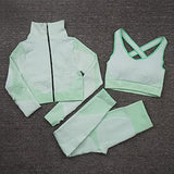 1 x RAW Customer Returns Veriliss women s sports suits jogging suit sports sets 3-piece gym outfit pants and sports suit crop top sports jacket clothing sets yoga leisure suit sportswear green, L  - RRP €35.99