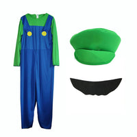 1 x Brand New YIYUANIJI Super brothers clothing including hat trousers beard - suitable for carnival, Christmas, carnival and role play - RRP €30.24