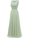 1 x RAW Customer Returns DRESSTELLS Women s Sleeveless Evening Dresses Maxi Long Ball Gown Chiffon Lace Bridesmaid Dresses Wedding Dresses for Guests Floor Length Wedding Dress LightGreen M - RRP €65.53