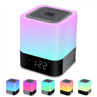 1 x RAW Customer Returns Bluetooth speaker with light, bedside lamp touch dimmable, Bluetooth speaker alarm clock, 5 in 1 multifunctional RGB multi-color changing bedside lamp, gifts for girls children teenagers - RRP €39.31