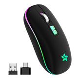 1 x RAW Customer Returns HOTLIFE Wireless Mouse for Laptop, Bluetooth Mouse with 3 DPI for Office Home, 2.4 GHz Rechargeable Mouse Ergonomic 7-Color RGB Compatible with Windows Mac OS Android iPad Black  - RRP €14.99