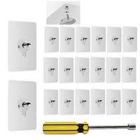 1 x RAW Customer Returns Kleemeiero Non-marking pack of 20 wall mounting adhesive nails, adhesive hooks, adhesive screws, no drilling, transparent self-adhesive adhesive screw with screwdriver, self-adhesive hanging nails - RRP €9.59