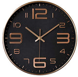 1 x RAW Customer Returns Outpicker Modern Wall Clock 30cm Silent Non-Ticking Battery Operated Large Wall Clock for Kitchen Home Office School Rose Gold-Black  - RRP €22.8