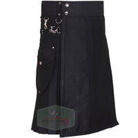 1 x RAW Customer Returns Kilt for Men Men s Cargo Fashion Utility Kilt 48 , Black  - RRP €39.32