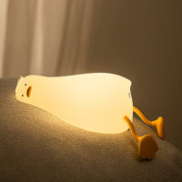 1 x RAW Customer Returns URAQT Silicone Night Light Children, Duck LED Bedside Lamp USB Charging and Timing Function 1200mAh Kawaii Night Light Baby with Touch Switch and 3 Level Brightness Setting Mobile Phone Holder Light - RRP €15.99