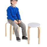 1 x RAW Customer Returns Stacking stool round stool, solid wood stool house bench wooden stool kitchen stool bar stool bathroom stool with non-slip mat for children s room bathroom colors available white - RRP €37.19