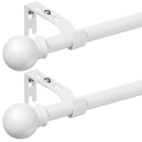 1 x Brand New Curtain rods with round end pieces 76 to 115 cm, 1.6 cm diameter matt white curtain rod with brackets fitting set window rods for living room outdoor area, 2 pieces - RRP €26.8