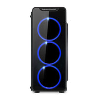 1 x RAW Customer Returns EMPIRE GAMING Warmachine - Gaming PC Case - Mid-Tower ATX - 4 Silent Fans - LED RGB Dual Ring Backlight with 11 Modes - Tempered Glass Front and Side - RRP €69.1