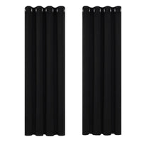 1 x RAW Customer Returns Deconovo Thermal Insulated Blackout Curtains for Living Room Bedroom Modern Thick Curtains with Silver Eyelets 140 x 210 cm Black - RRP €40.66