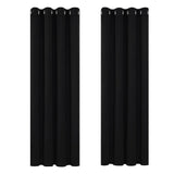 1 x RAW Customer Returns Deconovo Thermal Insulated Blackout Curtains for Living Room Bedroom Modern Thick Curtains with Silver Eyelets 140 x 210 cm Black - RRP €40.66