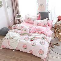 1 x RAW Customer Returns Cartoon Duvet Cover Set 220X240 Pink Peach Bedding Set Kid Kawaii Bedding Set Girls Lovely Peach Comforter Cover Cute Fruits Duvet Cover Tropical Plants Reversible Soft Bedclothes - RRP €18.66