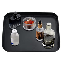 1 x RAW Customer Returns GIRAFEDA Serving Tray Rectangular Serving Tray Black Candle Tray Stainless Steel Foodservice Tray Anti-Slip Drinks Tray for Restaurant Coffee Breakfast Jewelry Decoration 24.5 x 18.5 x 2.5 cm  - RRP €12.99