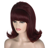 1 x RAW Customer Returns Short Wine Red Vintage Wig with Pearl Headband, ATAYOU 60s 70s Dark Red Bouffant Beehive Wig for Women 60s Retro Halloween Cosplay Costume Burgundy Red Wig - RRP €26.94