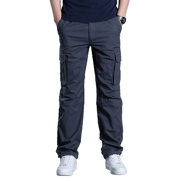 1 x RAW Customer Returns Olmecs Men s Elastic Cotton Plus Size Straight Cargo Pants with Pockets Spring Autumn Gray 4XL - RRP €39.99