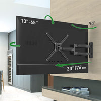 1 x RAW Customer Returns Barkan 76cm Long TV Wall Mount, 13-65 inch Swivel Tilt Full Motion Flat Curved TV Bracket, Holds up to 36Kg, Extra Long Extension, for LED OLED LCD, Max. VESA 400x400 - RRP €78.59