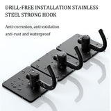 1 x Brand New GROVBLE 4 pieces adhesive hooks extra strong no punch sticky hooks towel holder wall hooks self-adhesive made of stainless steel, waterproof, rust-proof black perfect for bathroom, kitchen wall, toilet, - RRP €24.0