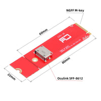 1 x RAW Customer Returns cablecc PCI-E 3.0 M.2 M-Key to Oculink SFF-8612 SFF-8611 Host Adapter for PCIe Nvme SSD 2260, Red SFF-8611 to NVME - RRP €27.25