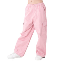 1 x RAW Customer Returns Rolanko Girls Cargo Pants, Loose Cotton Trousers with Elastic Waist and Multiple Pockets for Kids Ages 6-15, Pink, Size 140 - RRP €34.99